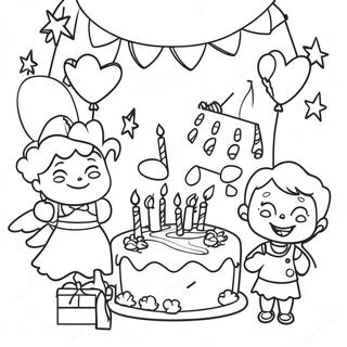 Vrolijke Blije 5e Verjaardag Feest Scene Kleurplaat 110754 47247