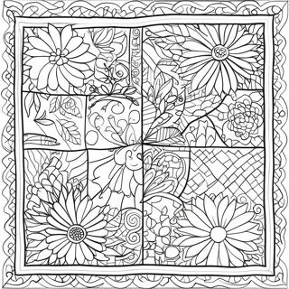 Kleurige Patchwork Deken Kleurplaat 110985-47441