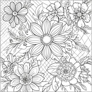 Vintage Bloemen Deken Kleurplaat 110986-47448