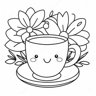 Schattige Theekop Met Bloemen Kleurplaat 111449-47802