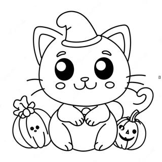 Halloween Kitty Kleurplaten