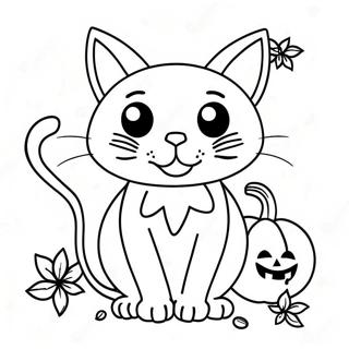 Speelse Halloween Zwarte Kat Kleurplaat 113244-49325