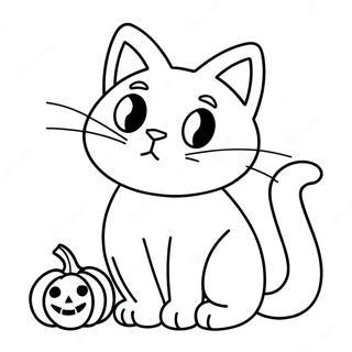 Speelse Halloween Zwarte Kat Kleurplaat 113244-49326