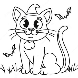 Speelse Halloween Zwarte Kat Kleurplaat 113244-49327