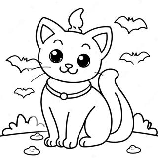 Schattige Halloween Zwarte Kat Kleurplaat 113245 49332