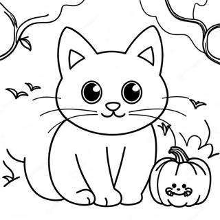 Mysterieuse Halloween Zwarte Kat Kleurplaat 113246-49336