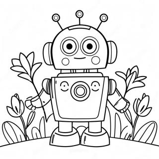 Vriendelijke Robot Met Bloemen Kleurplaat 11427 1155