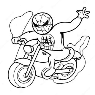 Spiderman Op Een Snelle Motor Kleurplaat 114374-50201