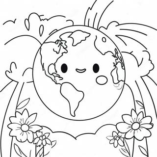 Lachende Aarde Met Bloemen Kleurplaat 115436-51033