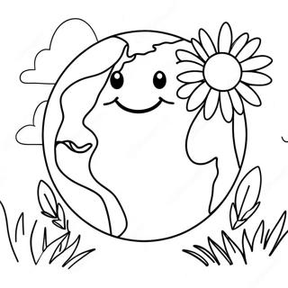 Lachende Aarde Met Bloemen Kleurplaat 115436-51034