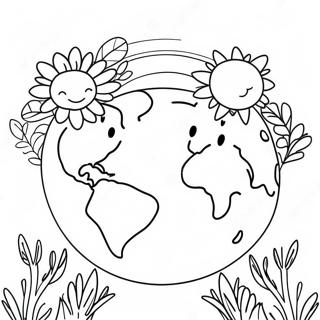 Lachende Aarde Met Bloemen Kleurplaat 115436-51036