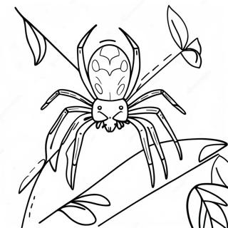 Realistische Spin Op Een Blad Kleurplaat 11611-735