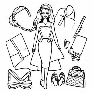 Modieuze 90s Barbie Met Accessoires Kleurplaat 117312-52640