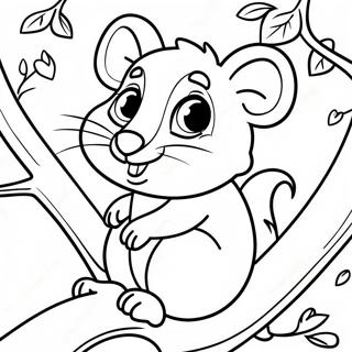 Schattige Opossum In Een Boom Kleurplaat 117441-52738