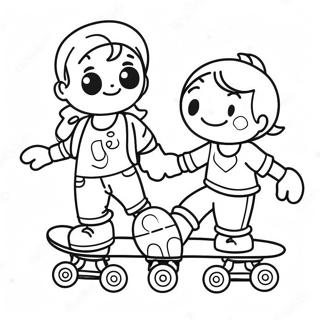 Schattige Kinderen Roller Skating Kleurplaat 117754 52979