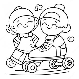 Schattige Kinderen Roller Skating Kleurplaat 117754 52980