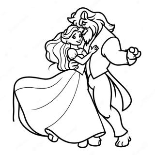 Charmante Belle En Beest Dansende Kleurplaat 11810-631