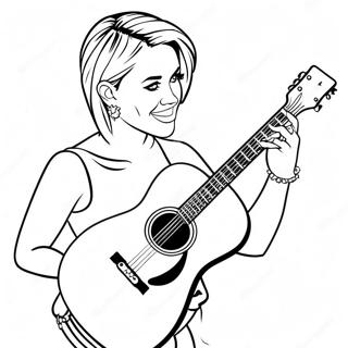 Miley Cyrus Met Een Gitaar Kleurplaat 118448-53631