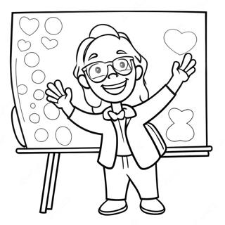 Vrolijke Lerares Met Schoolbord Kleurplaat 119581 54517