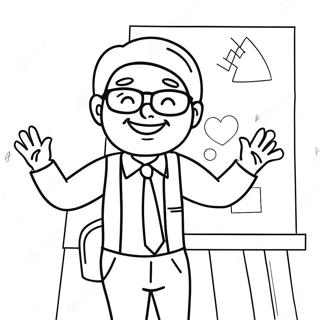 Vrolijke Lerares Met Schoolbord Kleurplaat 119581 54518