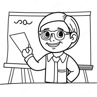 Vrolijke Lerares Met Schoolbord Kleurplaat 119581 54519