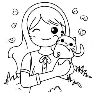 Charmant Meisje Met Een Kat Kleurplaat 119605 54534