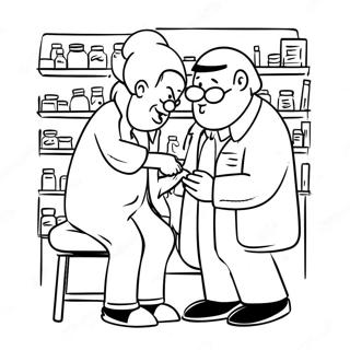 Vriendelijke Kleurplaat Van Een Apotheker Die Een Patient Helpt 120146-54953