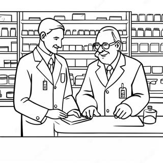 Vriendelijke Kleurplaat Van Een Apotheker Die Een Patient Helpt 120146-54955