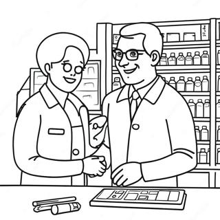 Vriendelijke Kleurplaat Van Een Apotheker Die Een Patient Helpt 120146-54956