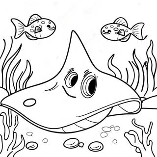 Cartoon Stekelrog In Koraalrif Kleurplaat 120736-55423