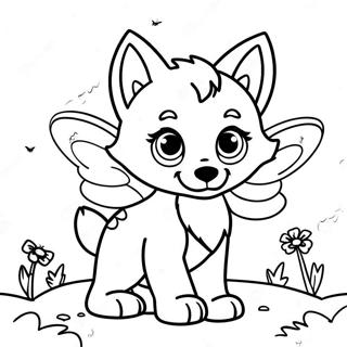 Schattige Baby Wolf Met Vlinder Vleugels Kleurplaat 120941-55769