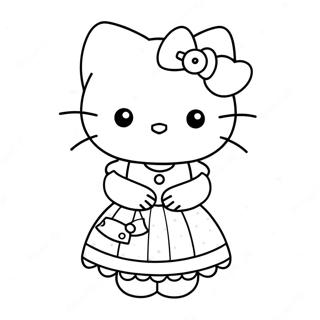 Hello Kitty In Een Schattige Jurk Kleurplaat 121454-56146
