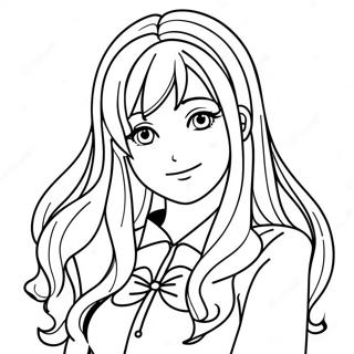 Elegante Lange Haar Anime Meisje Kleurplaat 121786-56405