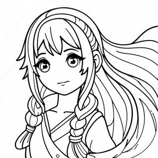 Avontuurlijke Lange Haar Anime Meisje Kleurplaat 121787-56409