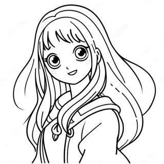 Avontuurlijke Lange Haar Anime Meisje Kleurplaat 121787-56410