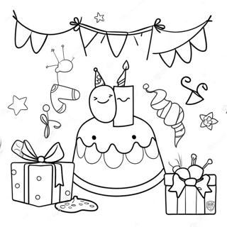 Vrolijke Gelukkige 2e Verjaardag Feest Scene Kleurplaat 122866-57303