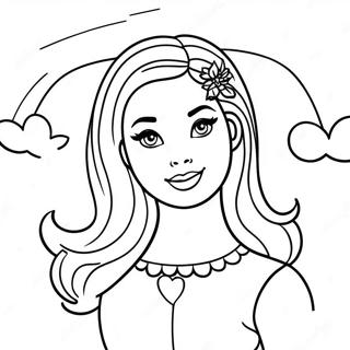 Bibble Barbie Met Regenboog Achtergrond Kleurplaat 122941-57353