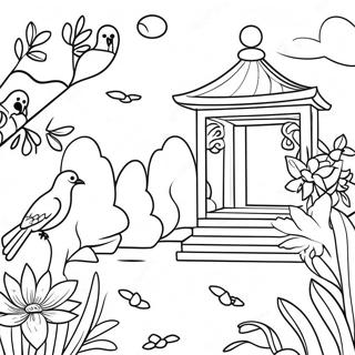 Chinoiserie Tuin Met Vogels Kleurplaat 123020 57423