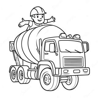 Cementwagen Met Blije Bouwvakker Kleurplaat 123250 57598