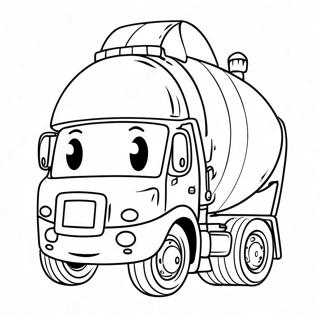 Schattige Cement Vrachtwagen Met Glimlach Kleurplaat 123252-57605