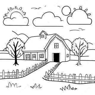 Zonnig Boerderij Landschap Kleurplaat 12363-2451