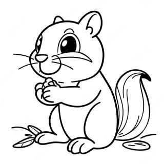 Schattige Chipmunk Die Een Noot Eet Kleurplaat 123817-58040