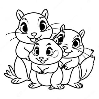 Schattige Chipmunk Familie Kleurplaat 123819-58047