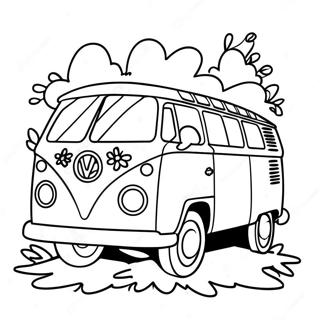Groovy Hippie Bus Kleurplaat 124536 58687