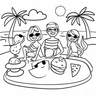 Kleurige Preppy Zomer Zwembad Feest Kleurplaat 124999-59049