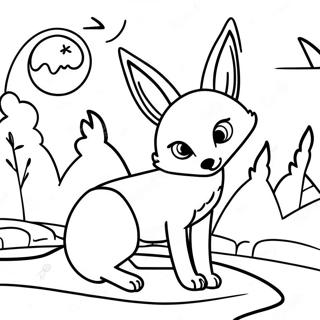 Fennec Vos Onder Het Maanlicht Kleurplaat 125027-59080