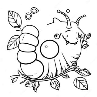 Grappige Kleurplaat Van Een Rups Op Een Blad 127760 61322