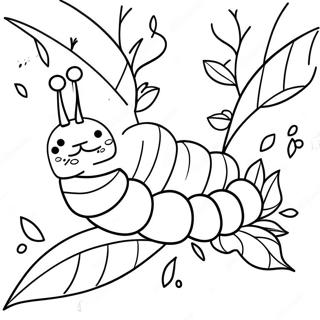 Grappige Kleurplaat Van Een Rups Op Een Blad 127760 61324
