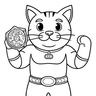 Meowscles Met Kampioenschapsriem Kleurplaat 129175 62423