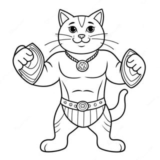 Meowscles Met Kampioenschapsriem Kleurplaat 129175 62424